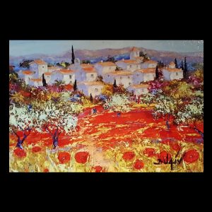 Village et Poppies 7 x 10