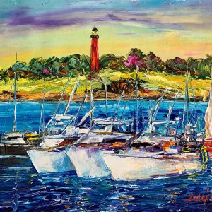 Boats And Lighthouse 16'' x 20''