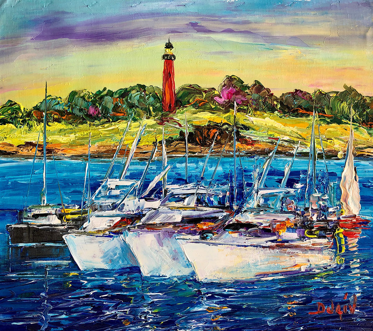 Boats And Lighthouse 16'' x 20''