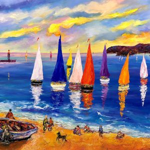 Sailboats Sunset 38'' x 51''