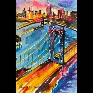 New York Bridge Night<em>7'' x 4.5''</em>