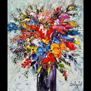 Flowers and Grey 21'' x 18''