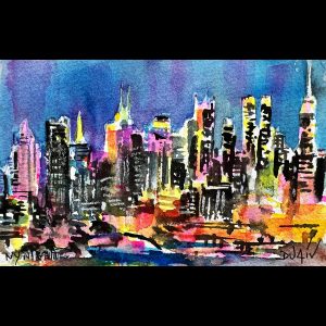 New York In Night<em>4.5'' x 7''</em>