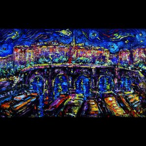 Paris Péniches le Soir 14'' x 22.5''