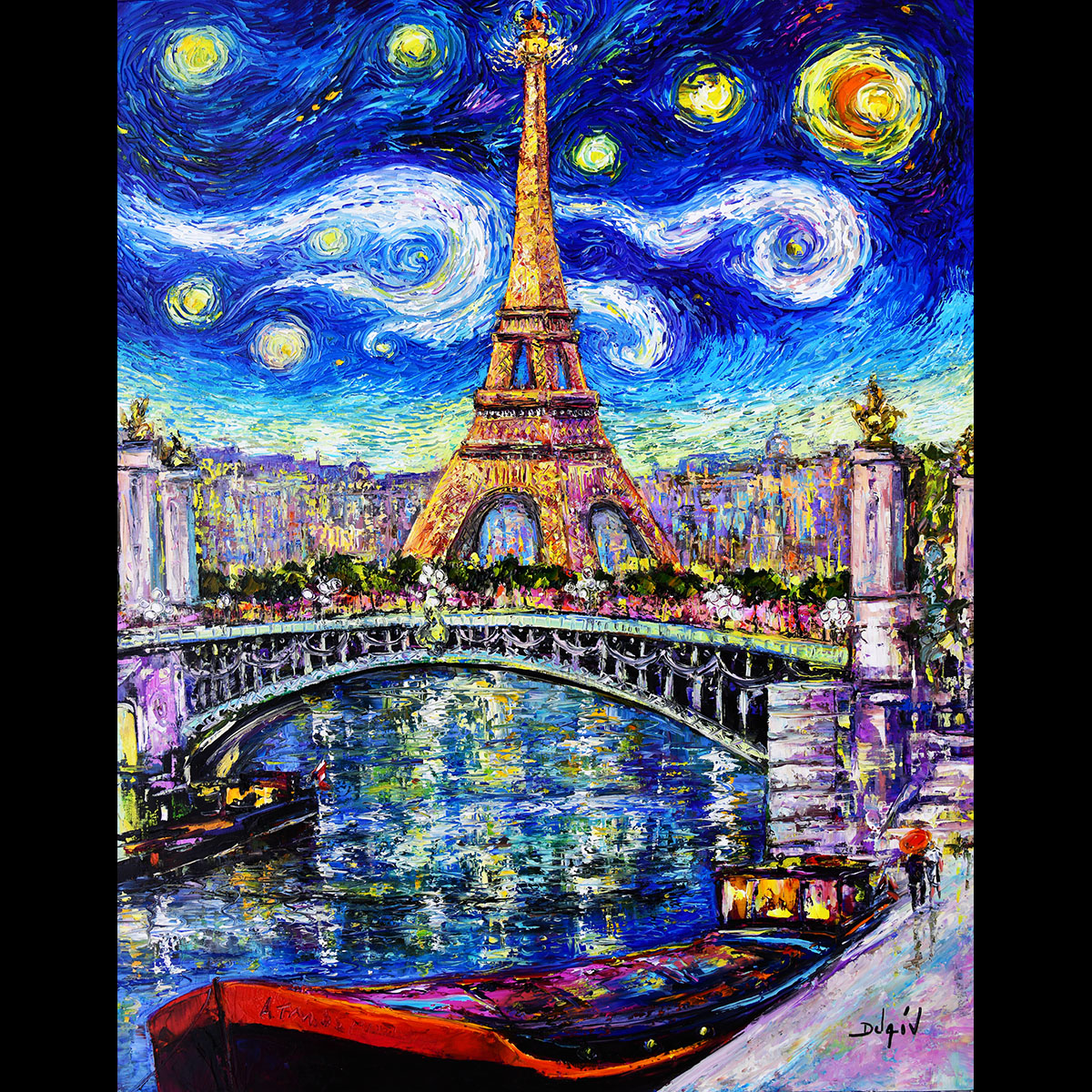 In Paris Starry Night 60'' x 48'' - Duaiv