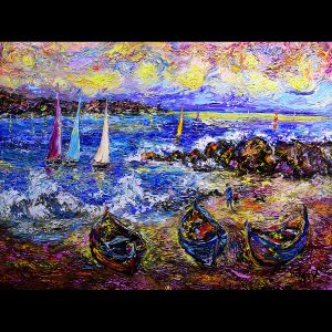 Waves and Lighthouse 30'' x 40''