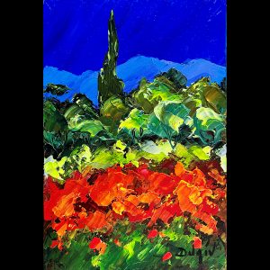 Coquelicots Rouge et Bleu 12''x 8''
