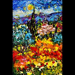 Van Gogh Cypres Village <em>12'' x 8''</em>