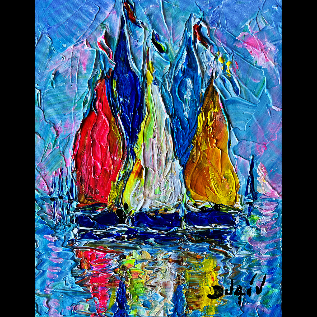 Boats in Blue 10''x8''