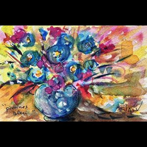 Pivoines Bleu <em>4.5'' x 7''</em>