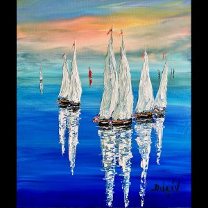 Reflets Blanc sur Bleu 21''x18''