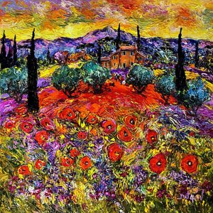 Poppies Journey Evening <em>20'' x 20''</em>