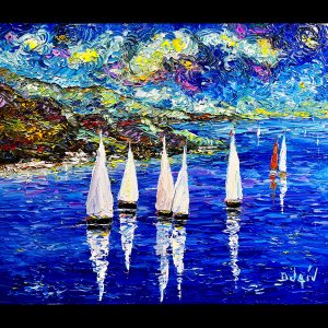 The Starry Night Sailboats 20''x24''