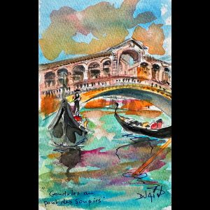 Gondoles au Pont des Soupirs 7'' x 4.5''