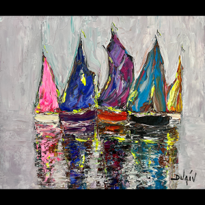 Voiles au Fond Gris 18''x21''