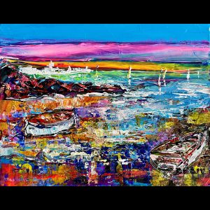 Rose et barques 8''X10''