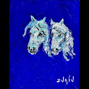 2 white horses 10''x8''