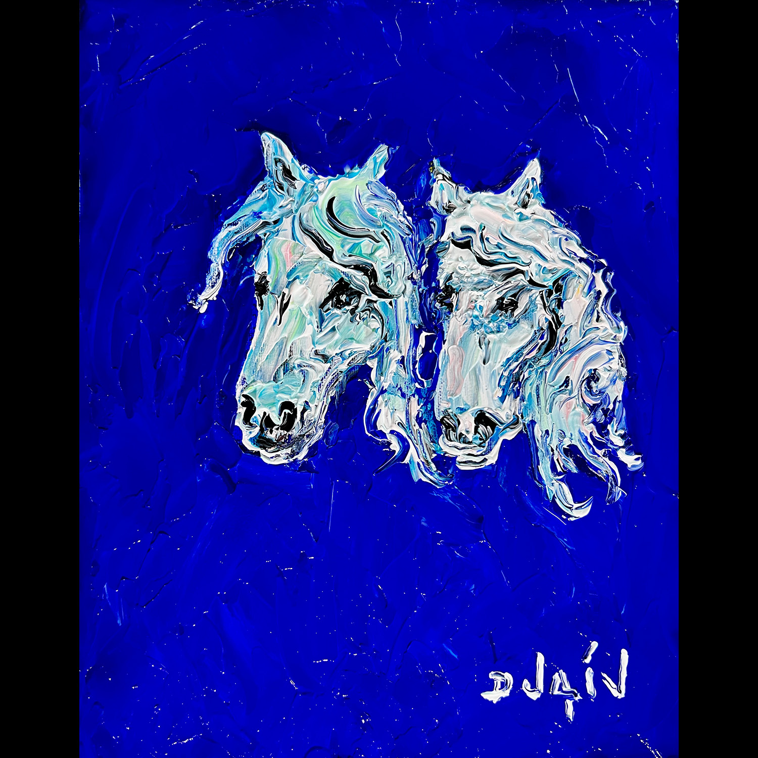 2 white horses 10''x8''