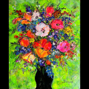 Fond Vert et Fleurs 20''x16''